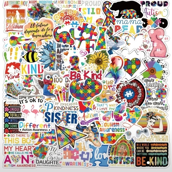 NEW 50pc Autism Awareness Vinyl Water Proof Stickers - Picture 1 of 6